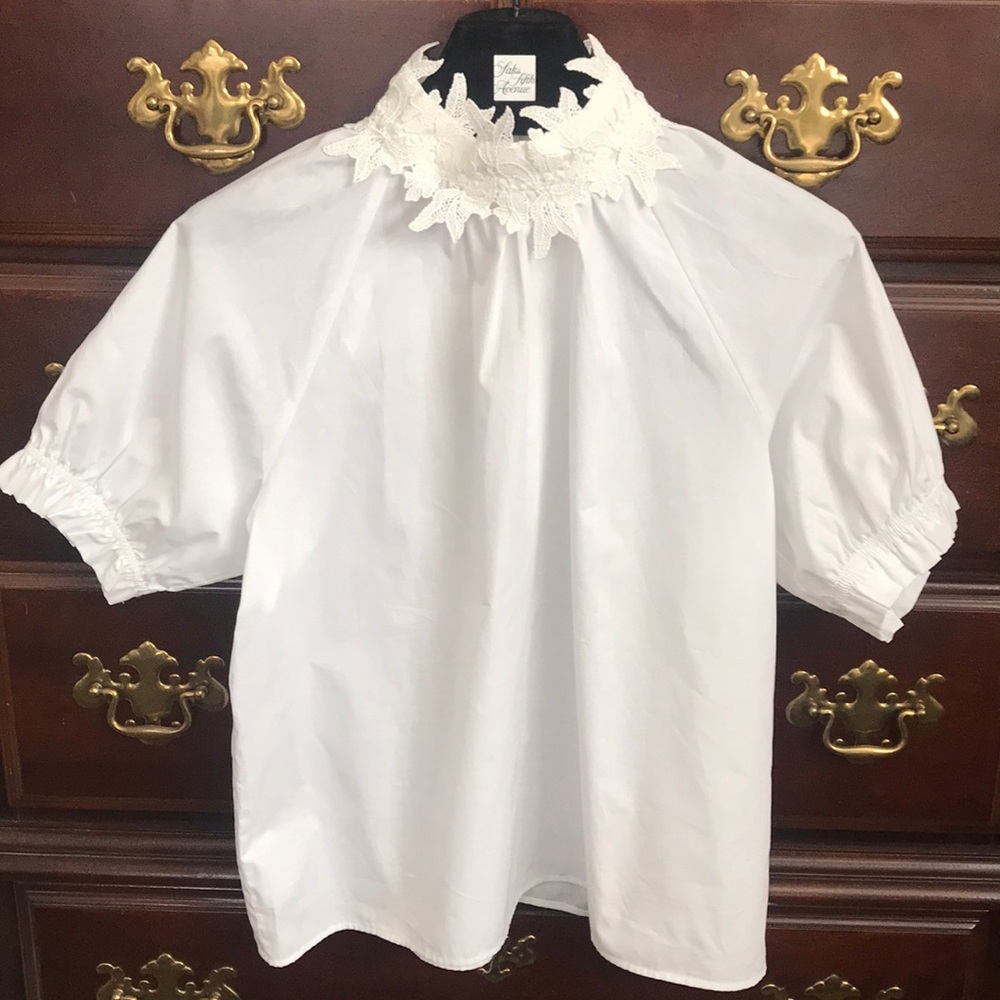 NWOT Zara laced collar cotton blouse